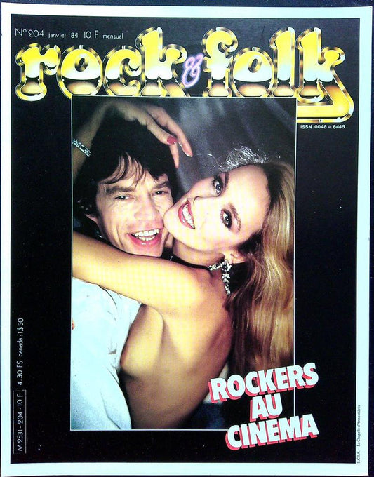 Affiche de Kiosque Plv Promo Magazine Rock & Folk n°204 Janvier 1984 Mick Jagger noir