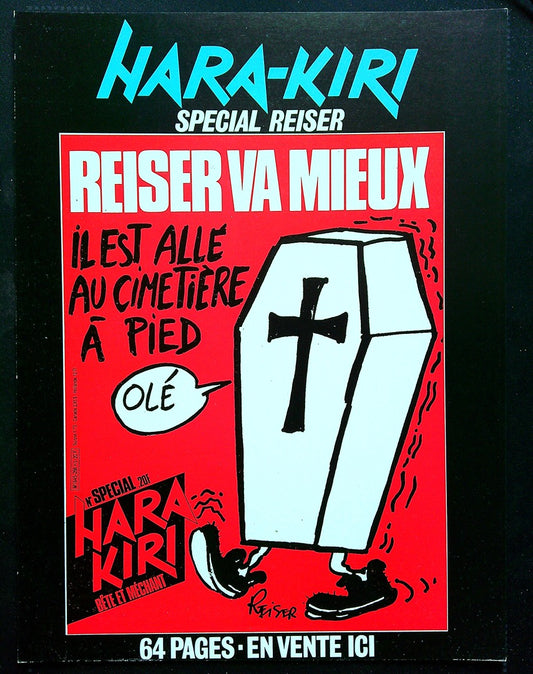 Affiche de Kiosque Plv Promo bd Hara-kiri Spécial Reiser rouge noir