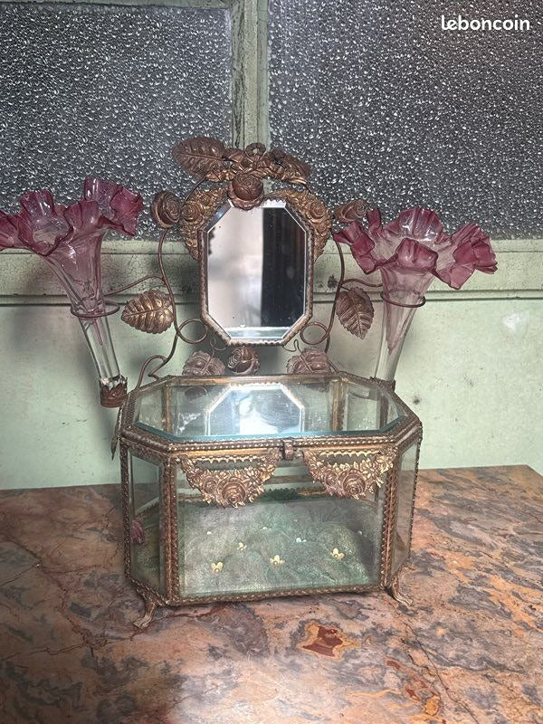 Boîte à bijoux – Vintage – Rangement – Miroir et vases style Globe De Mariée