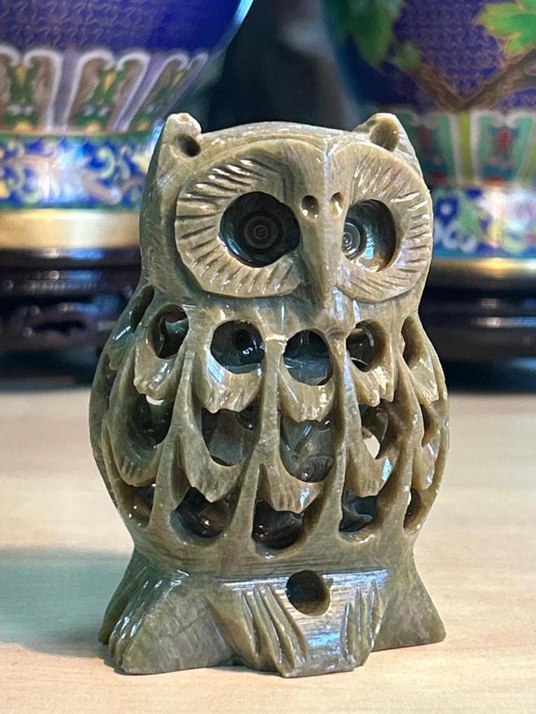 Statuette sculpté Chouette / Hibou en pierre naturel