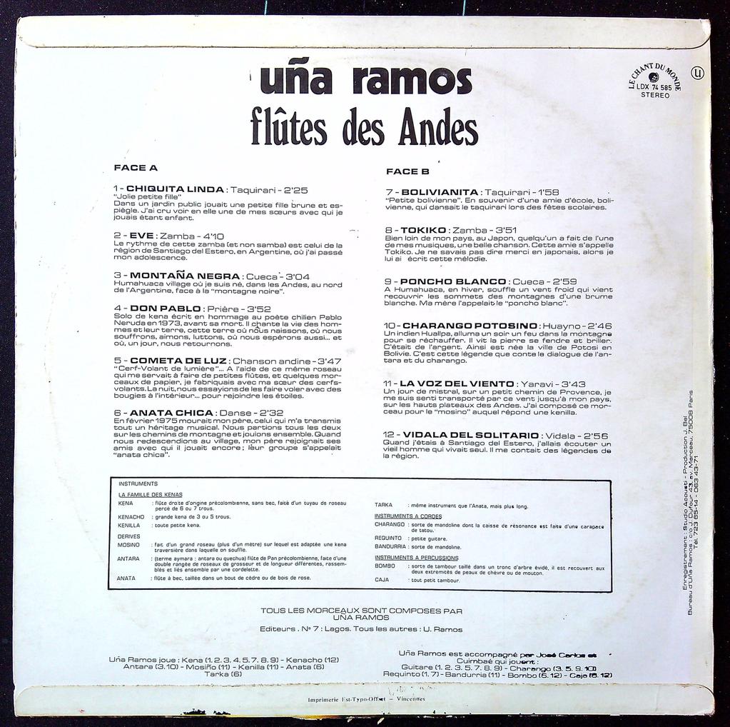Disque vinyle – Uña Ramos – Vinyle – Flûtes des Andes