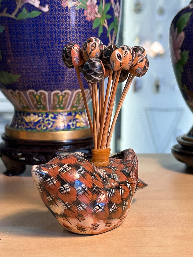 Piques Apéritif Chouette / Hibou En Bois