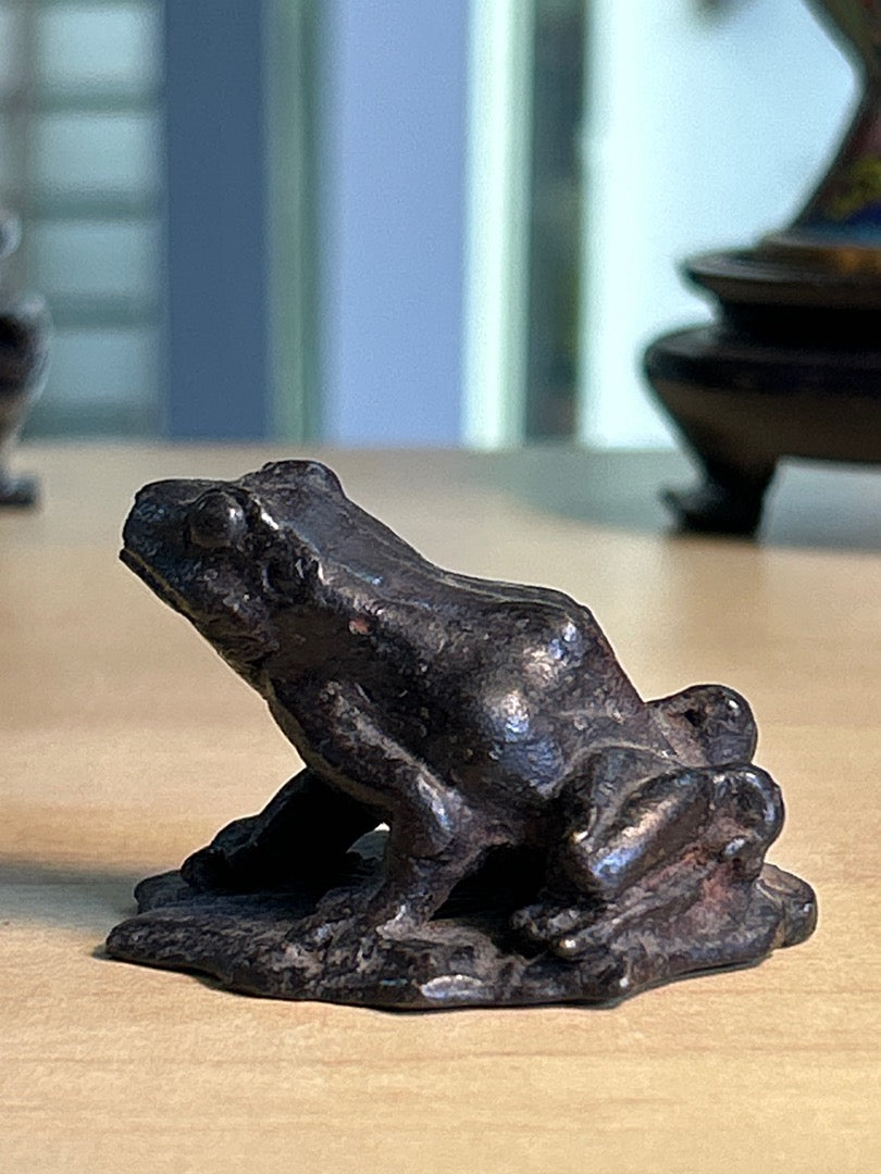 Figurine Grenouille – Bibelot – Bronze Patiné Vintage
