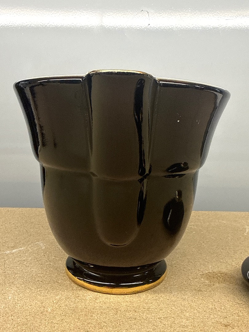 Théière – Vintage – Art de la table – Céramique noire dorée