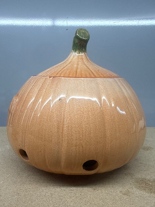 Pot à oignons – Céramique – Conservation – Vintage terre cuite