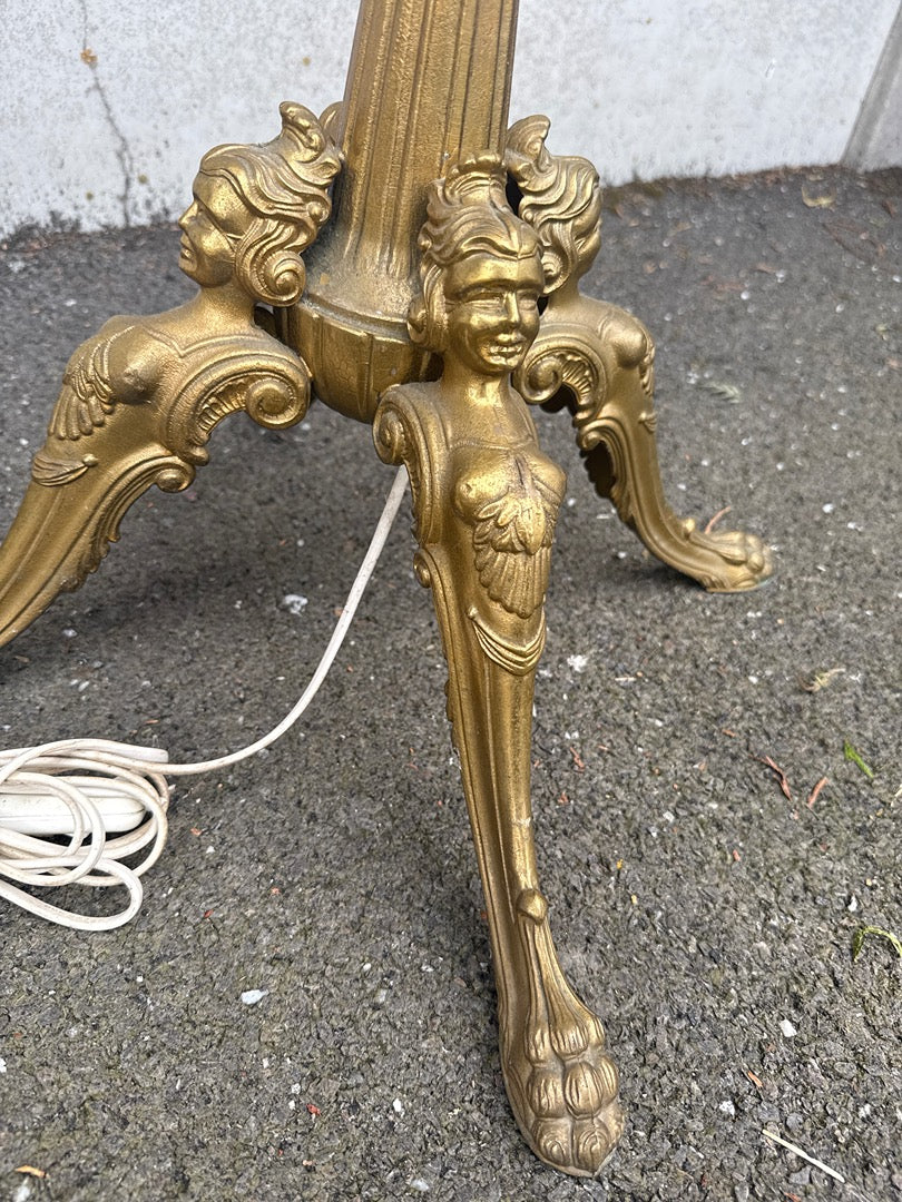 Lampadaire – Vintage – Maison – Doré En Onyx Et Métal