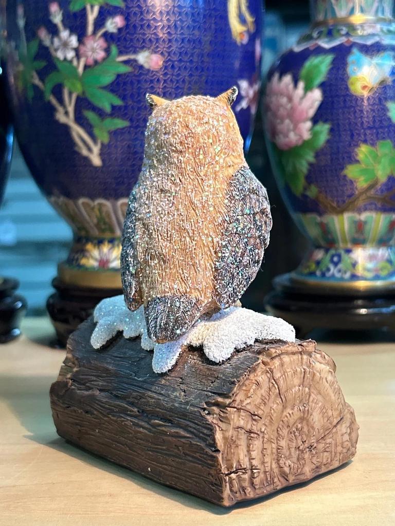 Statuette sculpté Chouette / Hibou poser sur une branche