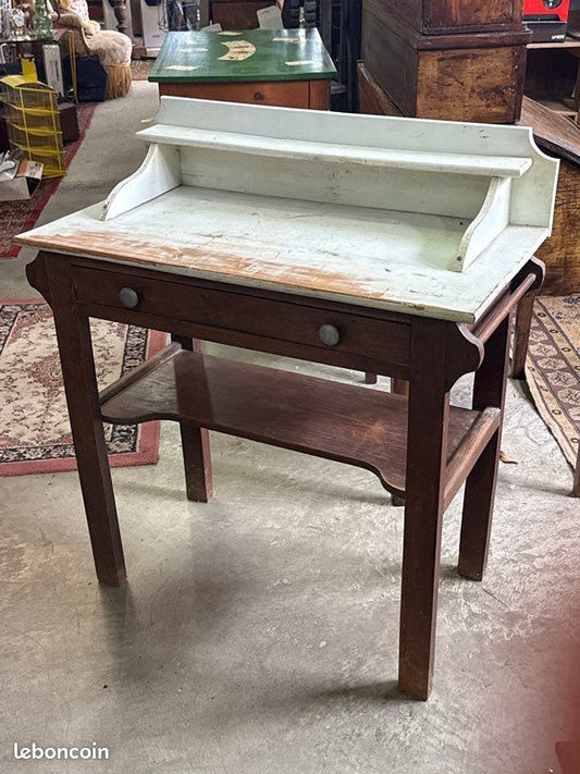 Petit bureau – Vintage – Mobilier – Bois bicolore blanc