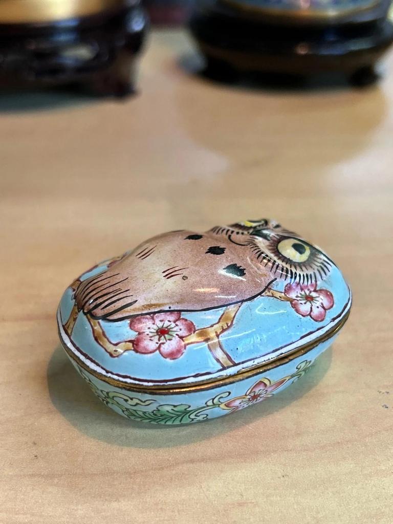 Boite vintage en email Chouette / Hibou