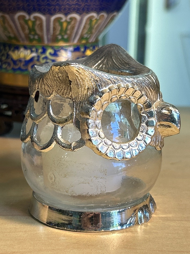 Bougeoir chouette / Hibou verre métal