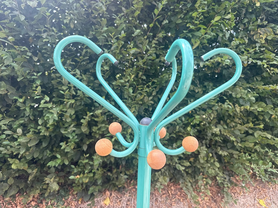 Porte-manteau sur pied – Vintage – Rangement – Métal vert pastel
