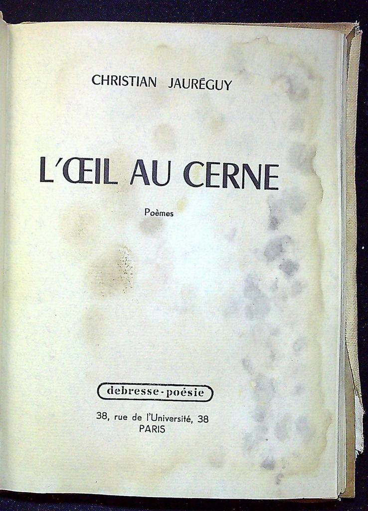 Livre – Christian Jauréguy – Poésie – L'oeil au cerne
