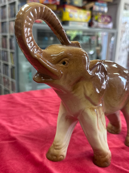 Statuette Éléphant – Décoration – Céramique marron vintage