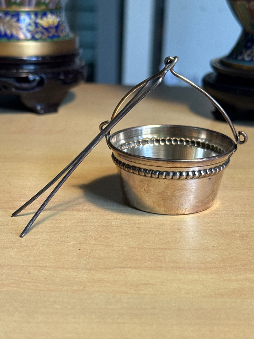 Infuseur à thé – Métal argenté – Ustensile de cuisine – Forme seau vintage