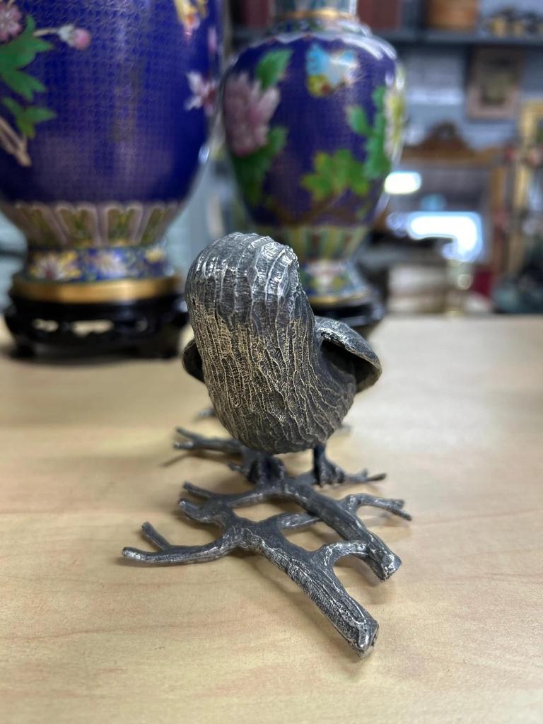 Statuette En Etain Chouette / Hibou