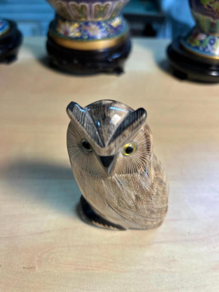 Statuette sculpté Chouette / Hibou en corne