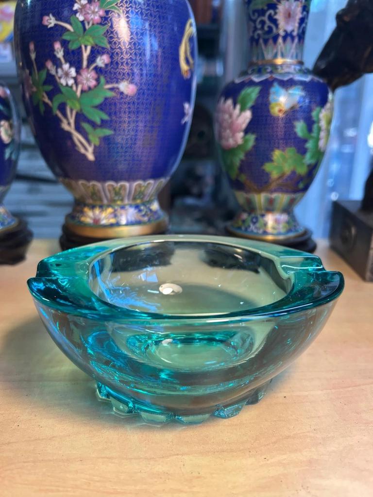 Cendrier en verre d'art Turquoise