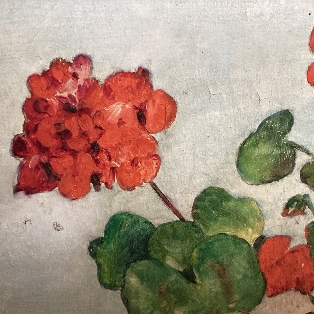 Tableau représentant un pot de géranium