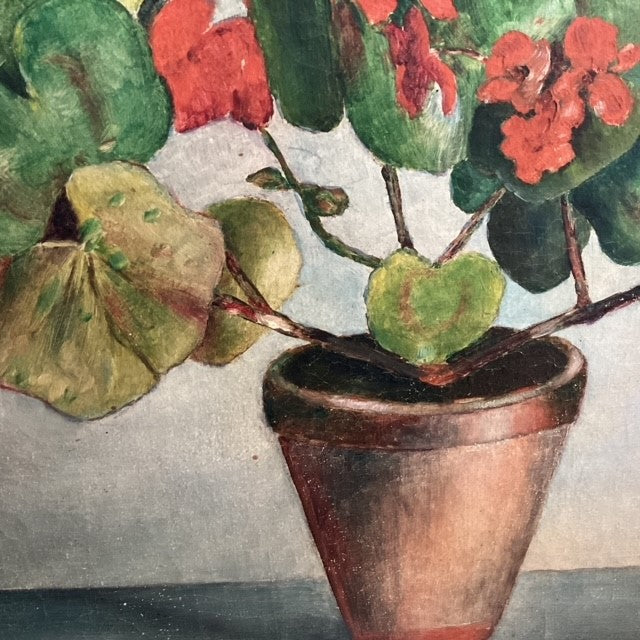 Tableau représentant un pot de géranium