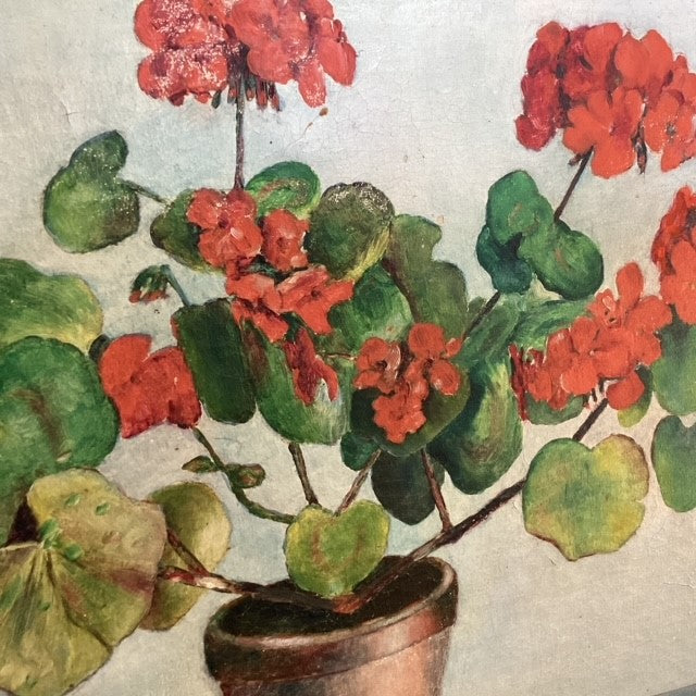 Tableau représentant un pot de géranium
