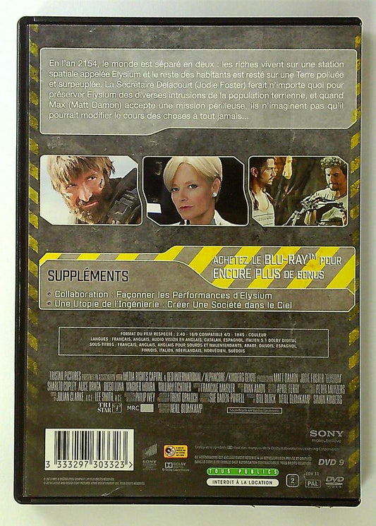 elysium Dvd Matt Damon Jodie Foster film science-fiction