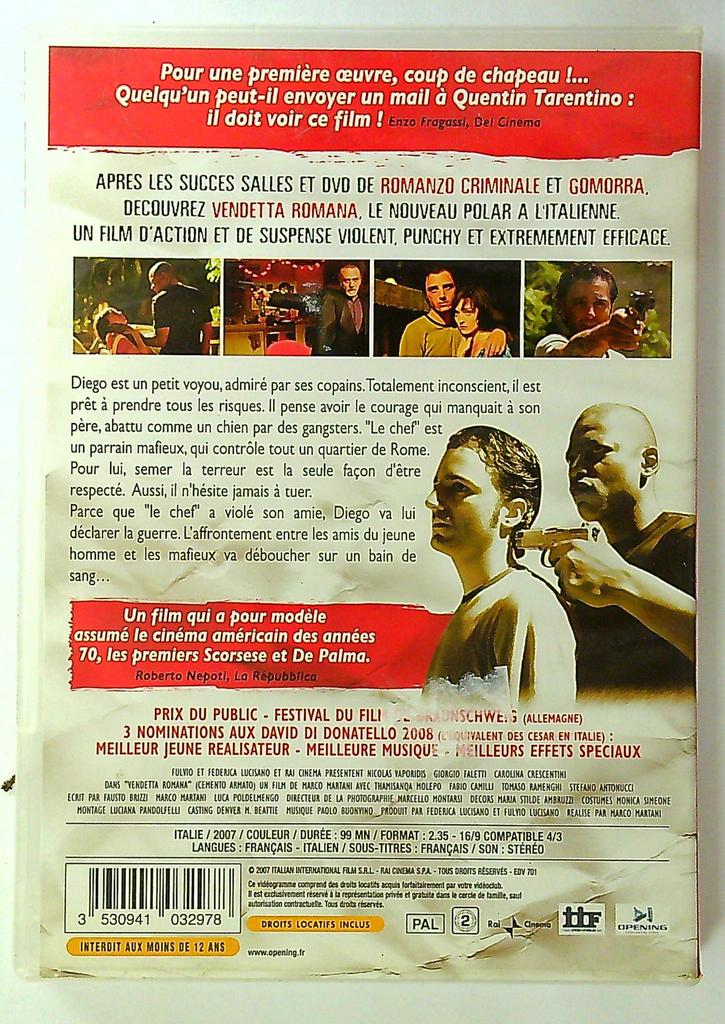 Dvd Vendetta Romana - Film Polar de Marco Martani dvd