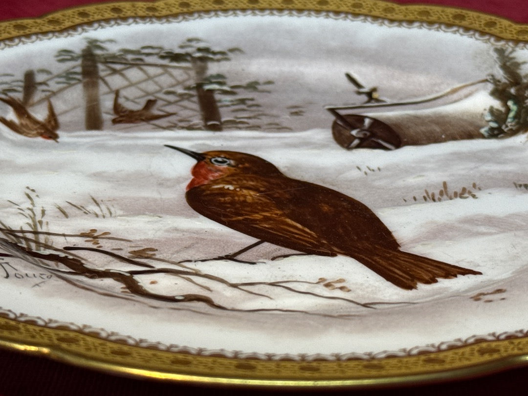 Assiette décorative oiseaux hiver Haviland France