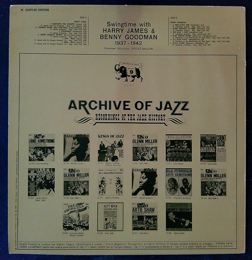 Vinyle Jazz Harry James Benny Goodman Swingtime 1937-1942