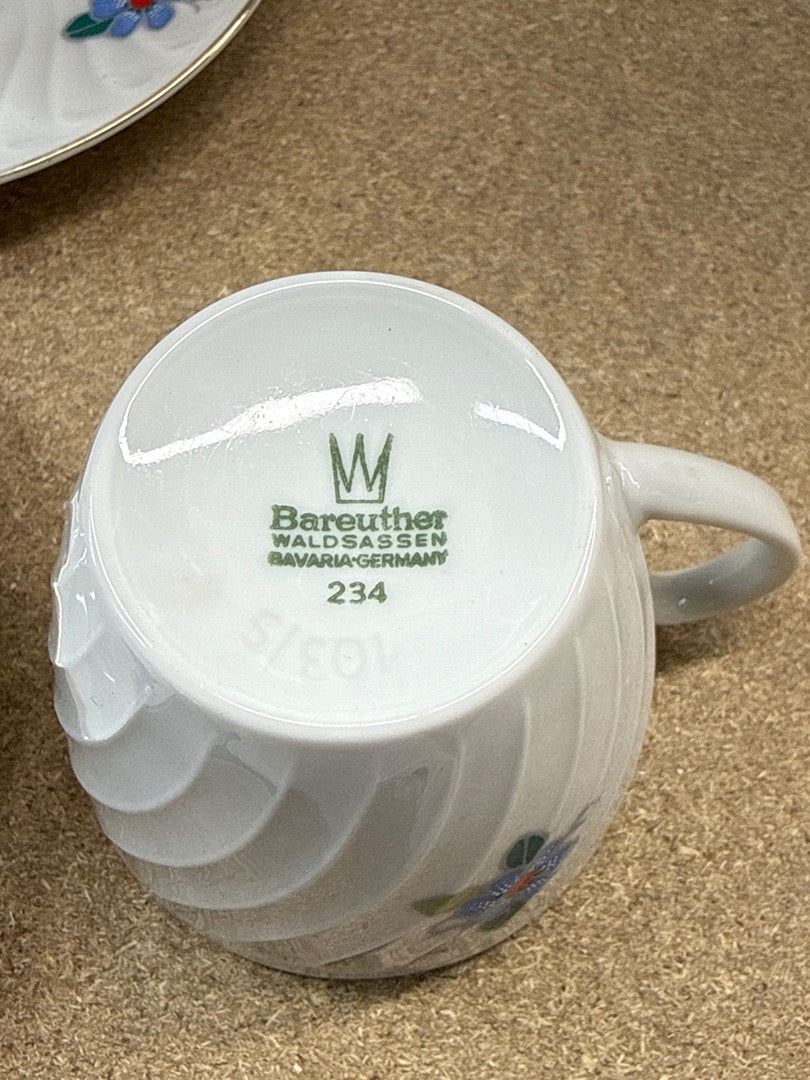 Service café – Bareuther – Vaisselle – Fleurs vintage