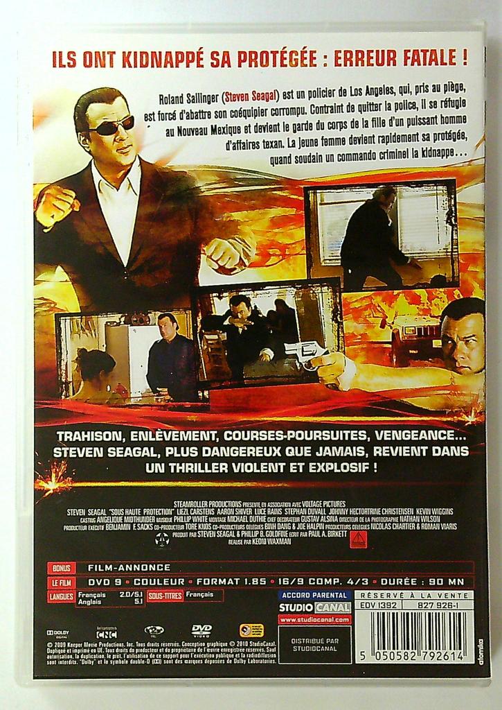 Dvd Sous Haute Protection Steven Seagal Studio Canal