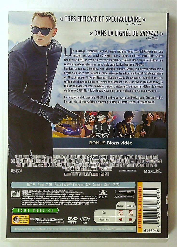 Dvd James Bond Spectre Daniel Craig