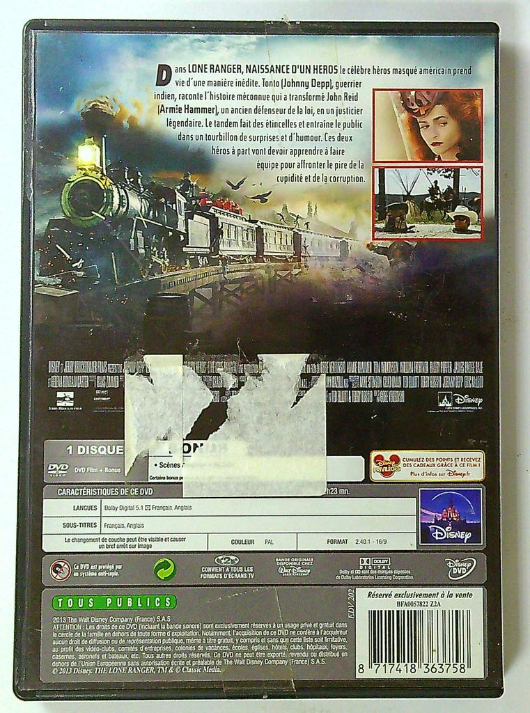 Dvd Lone Ranger Naissance d'un Héros Disney
