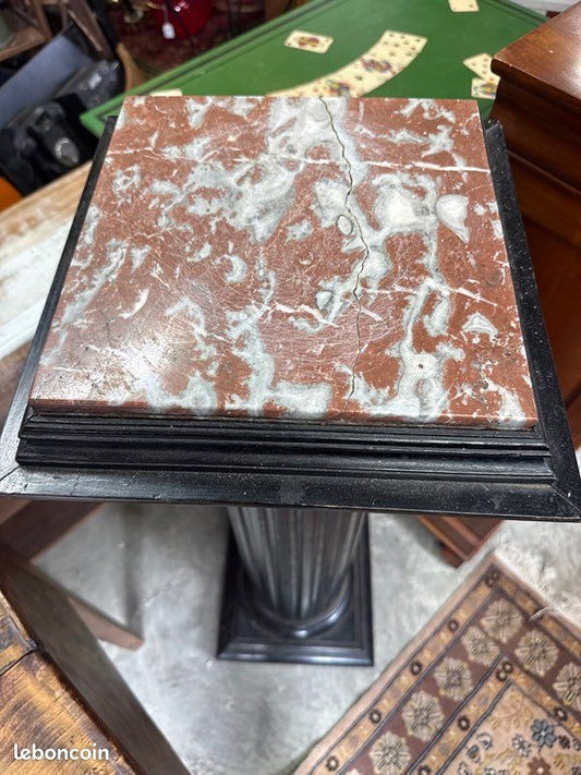 Sellette – Colonne – Décoration – Bois noir et marbre