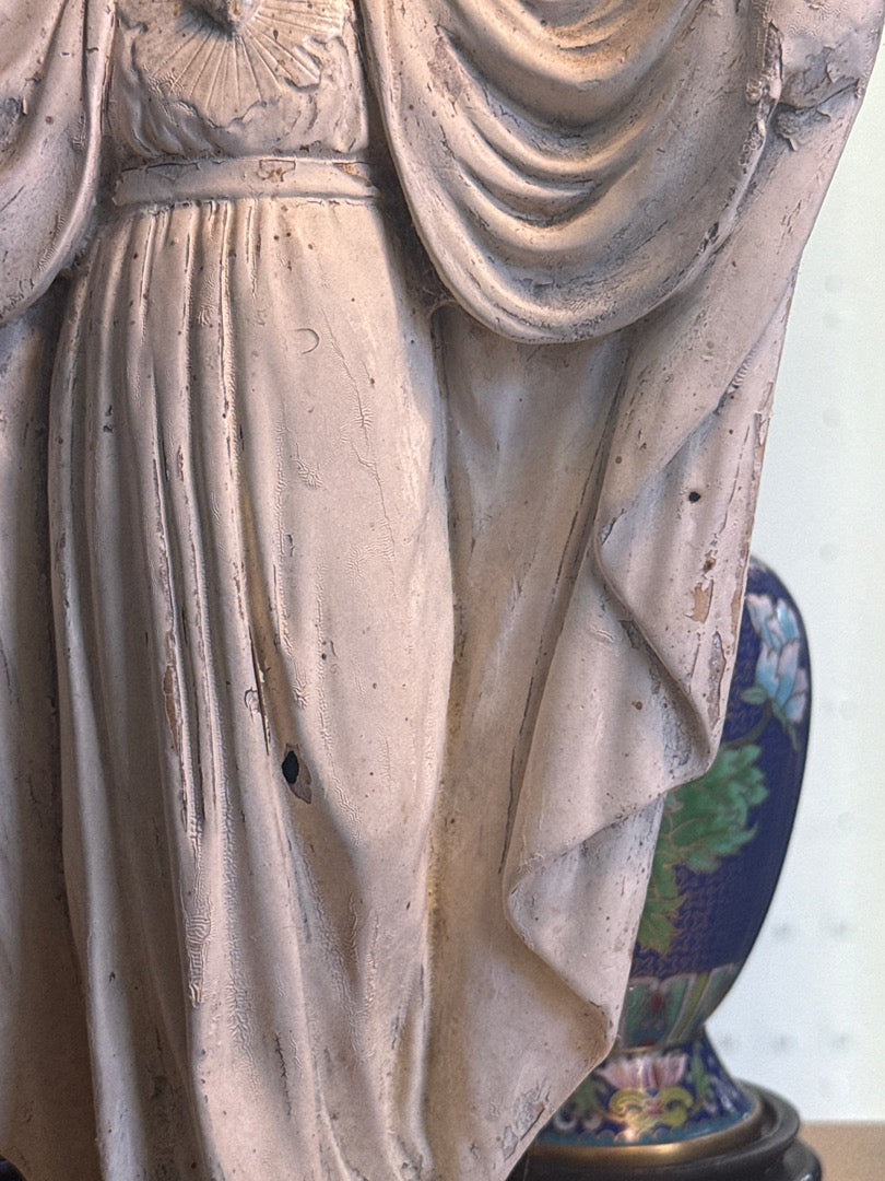 Statue Christ – Sacré-cœur – Ornement – Plâtre ancien