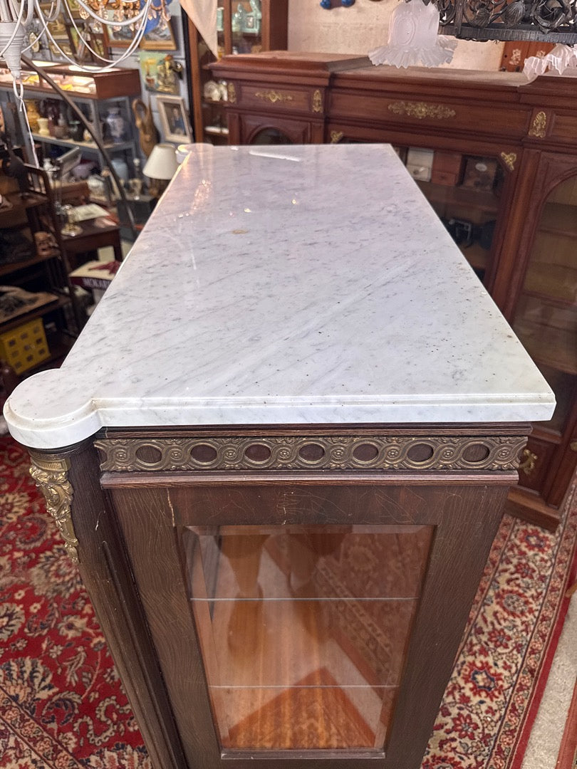 Vitrine ancienne bois marbre – Meuble vintage