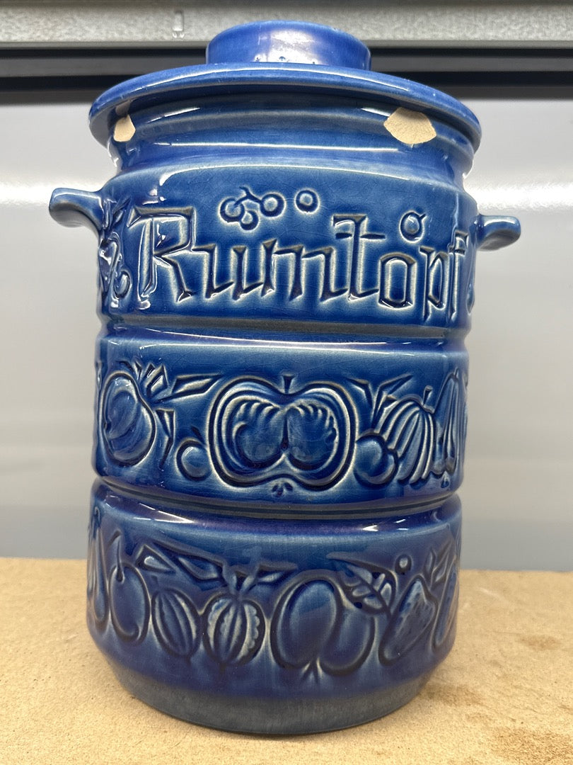 Pot à Rumtopf – W. Germany – Cuisine – Grès Bleu Décor Fruits