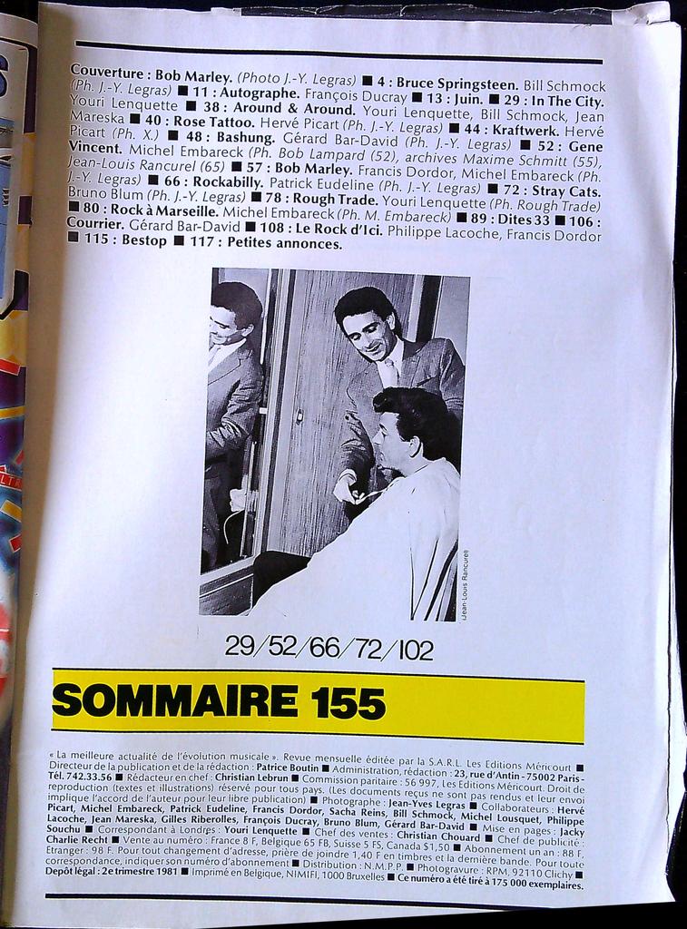 Magazine – Best N° 155 – Musique – Bob Marley Juin 1981