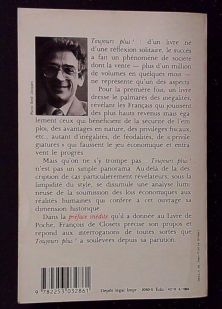 Livre – Toujours plus ! François de Closets – Livre – Essai de société