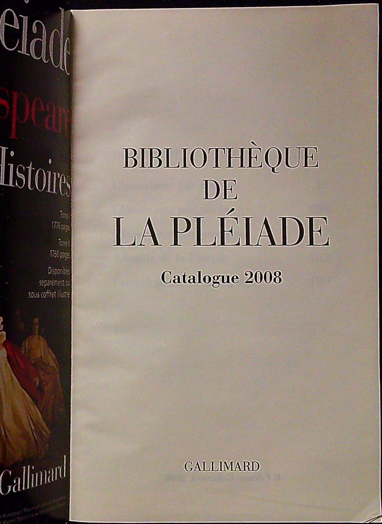 Catalogue La Pléiade – Gallimard 2008 – Livre – Collection