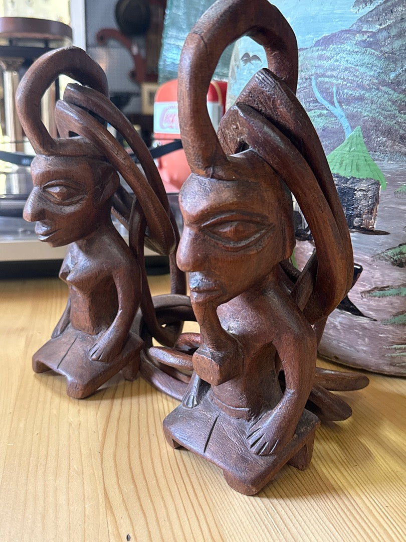 Ornement couple bois brun – Art africain – Décoration