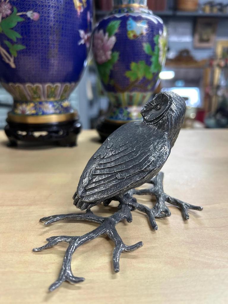 Statuette En Etain Chouette / Hibou