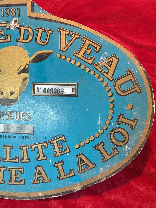 Plaque d'élevage – Charte du Veau 1981 – Décoration – Vintage