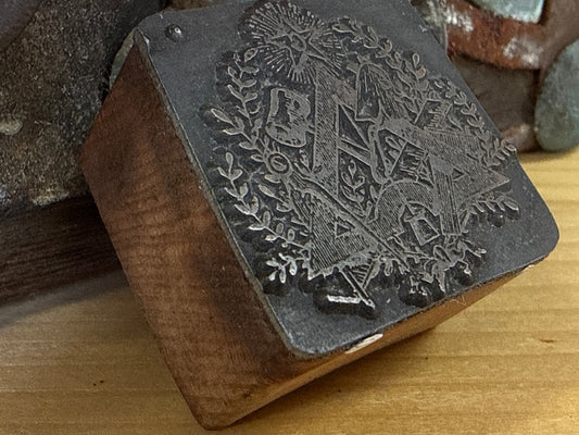 Tampon d’imprimerie – Vintage – Hobbies – Blason en métal Franc Maçon