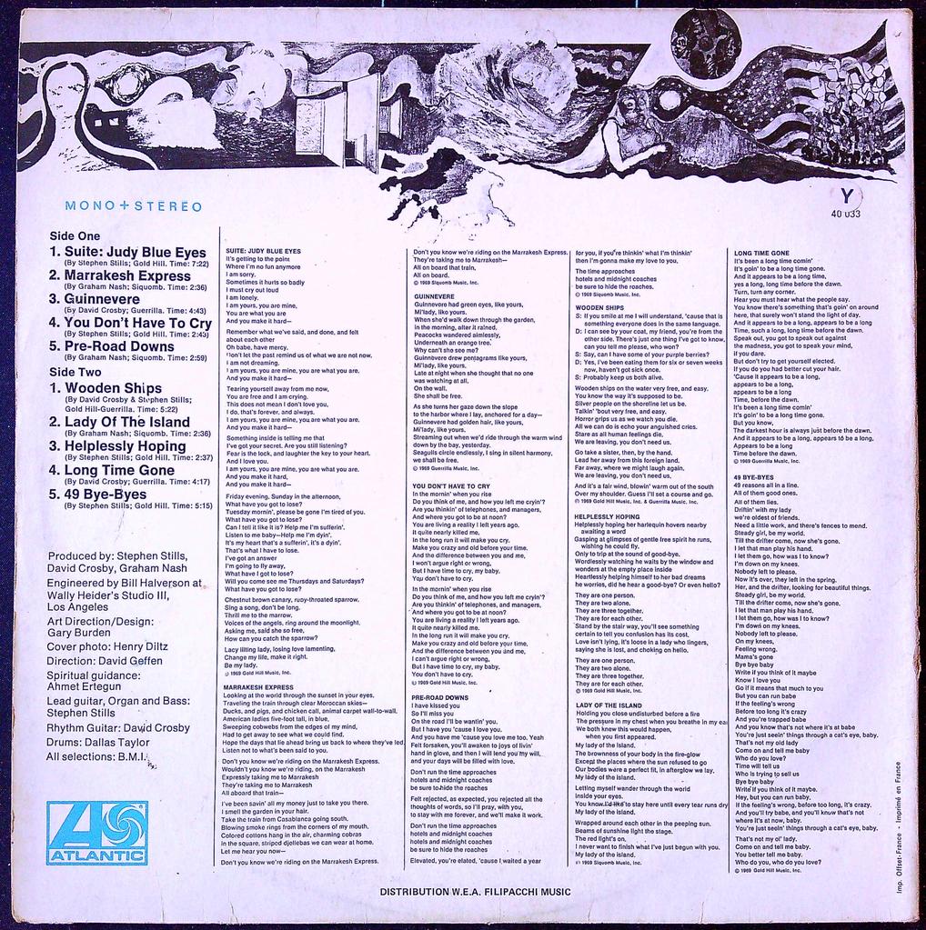 Vinyle Lp Crosby Stills And Nash Atlantic 1969