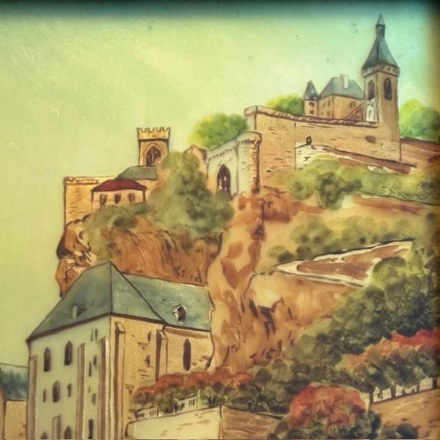 Tableau peinture sous / sur verre représentant Rocamadour