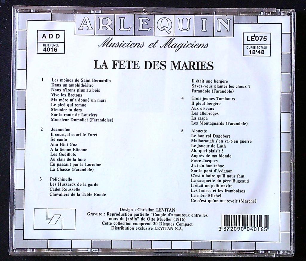 Cd – Arlequin : La Fête des Mariés – Musique – Chansons