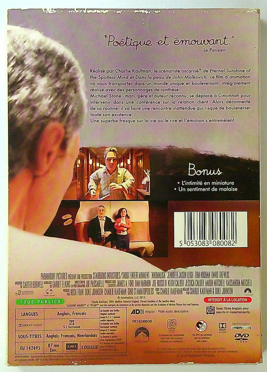 Dvd Anomalisa film d'animation Charlie Kaufman