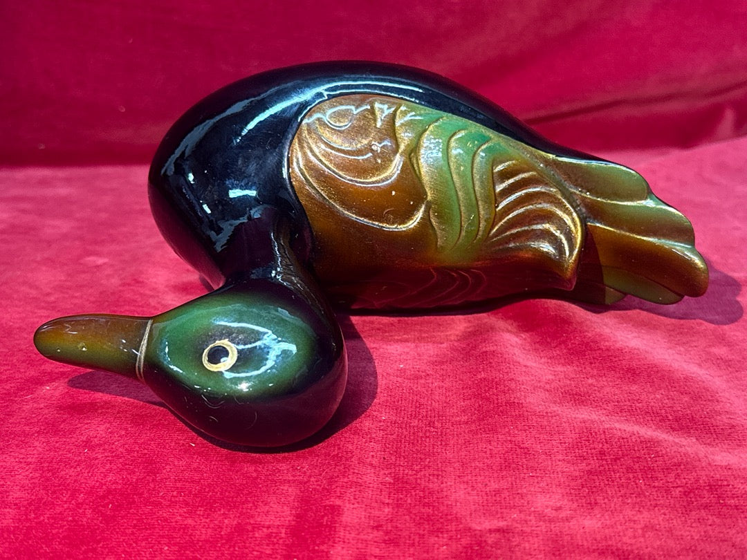 Statuette canard noire et verte