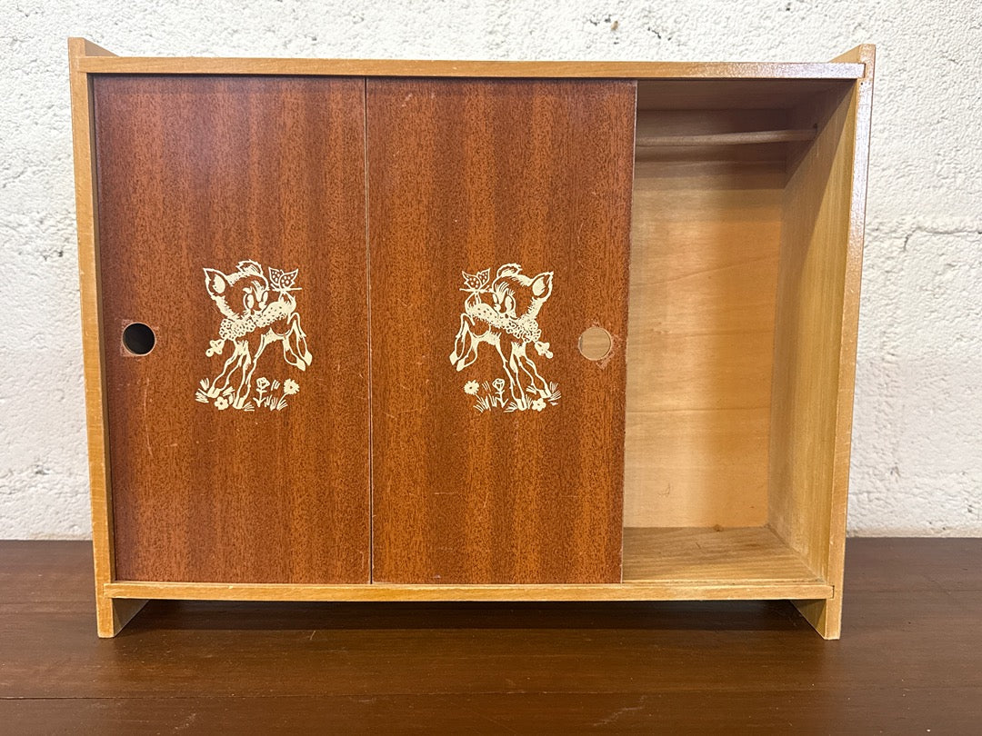Armoire poupée vintage Bambi – Meuble miniature bois
