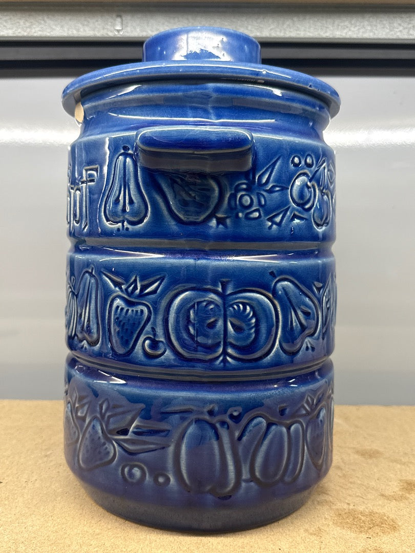Pot à Rumtopf – W. Germany – Cuisine – Grès Bleu Décor Fruits